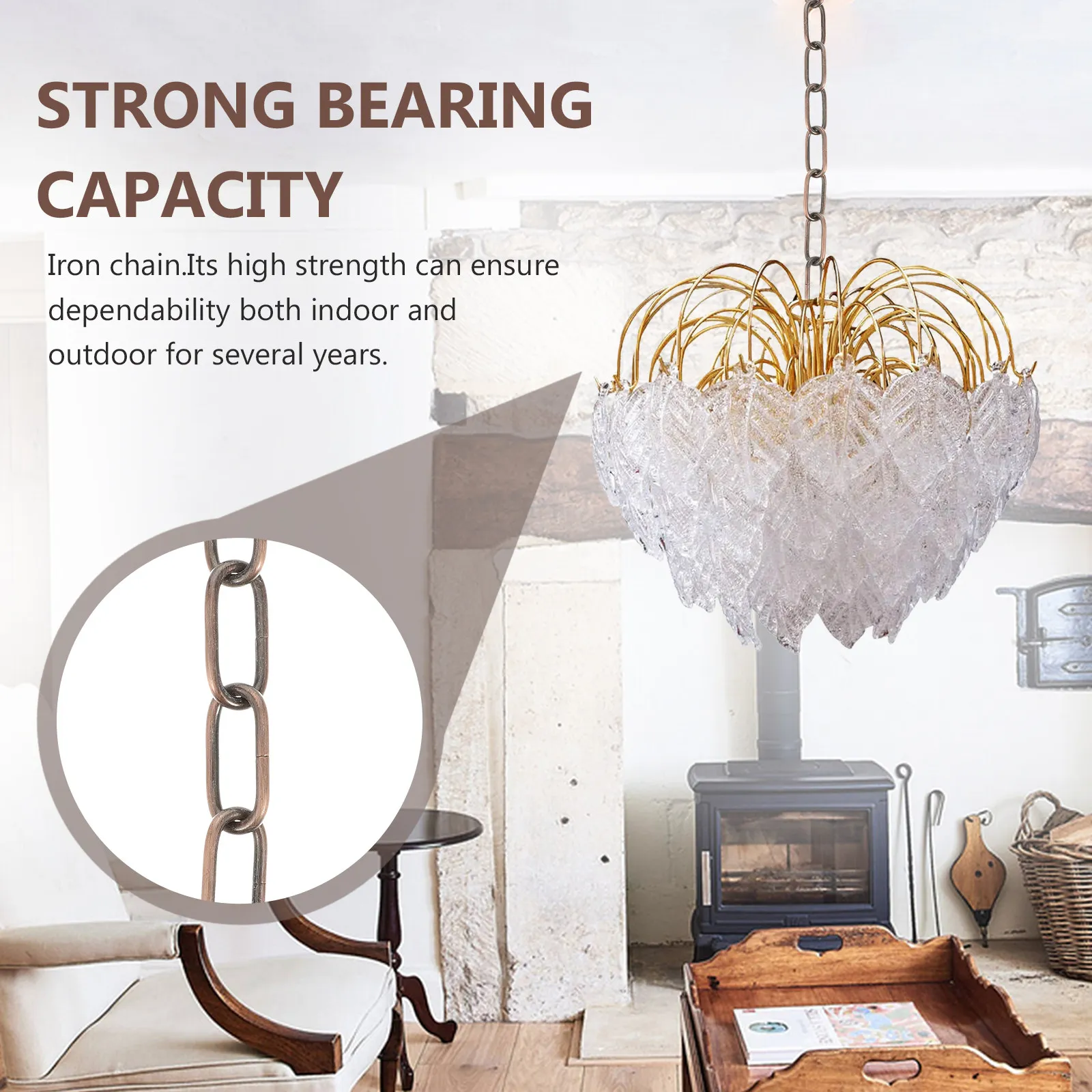 1Pcs Chandelier Chain Iron Art Accessory Easy Install Decorative Hanging Light Chain Crystal Lamp Supply High Strength Stable