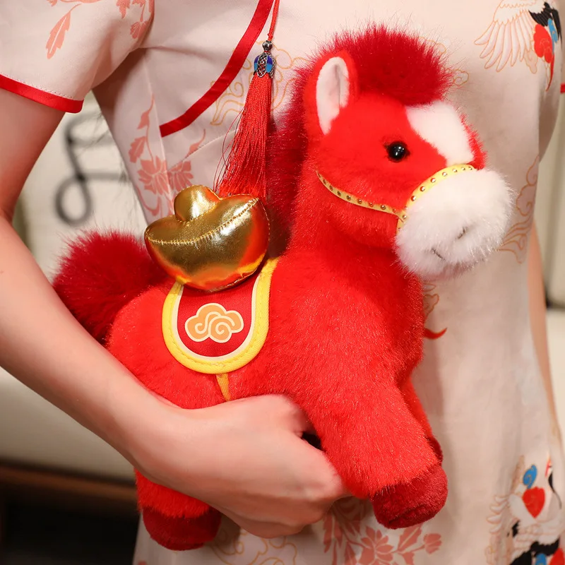 

Red Lucky Horse Plush Toy New Year Mascot Horse Plush Toys Chinatown Boutique Horse Year Decor Festival Gift ﻿