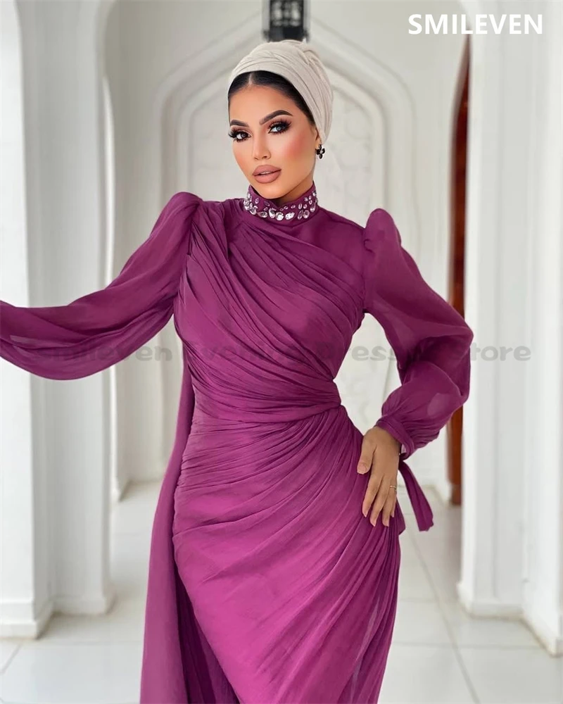 

Smileven Purple Mermaid Sexy Prom Dress Saudi Arabia Party Gowns Long Sleeveless Length Formal Evening Dress Customized 2025