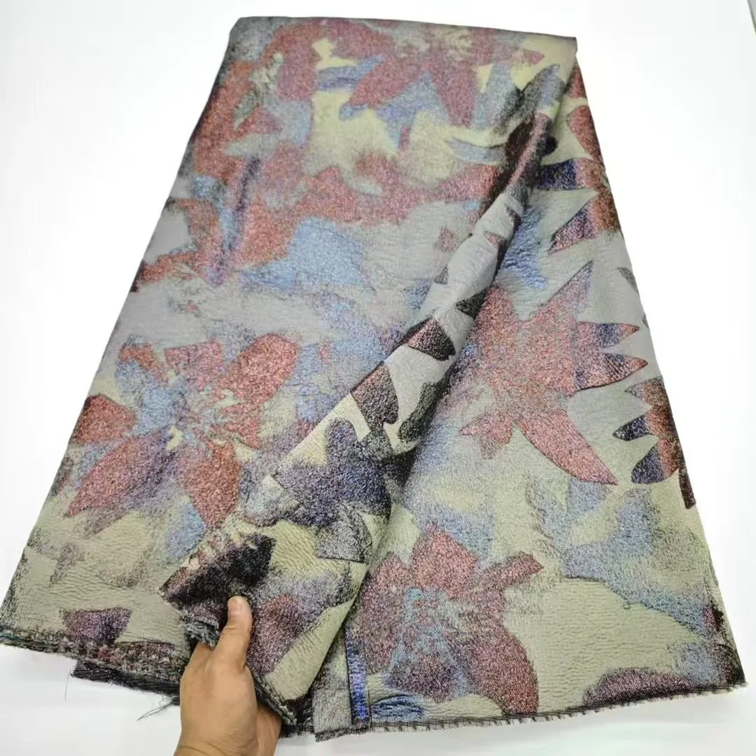 

African Brocade Jacquard Lace Fabrics 5Yards 2025 High Quality French Gilded Lace for Women Wedding Party Dresses NHD6319