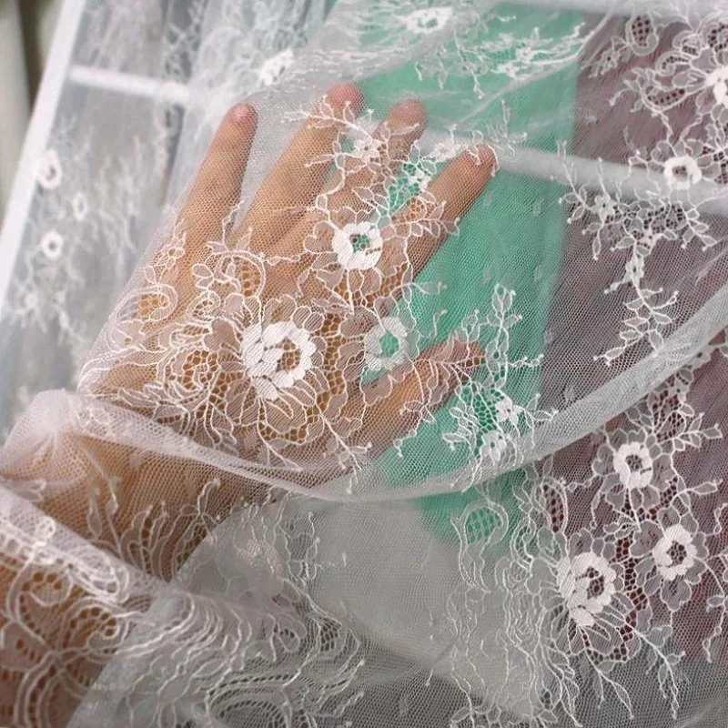 3m-x-15m、高品質のヨーロッパ製アイラッシュレース生地、高級衣料、ウェディングドレス生地、背景装飾材料