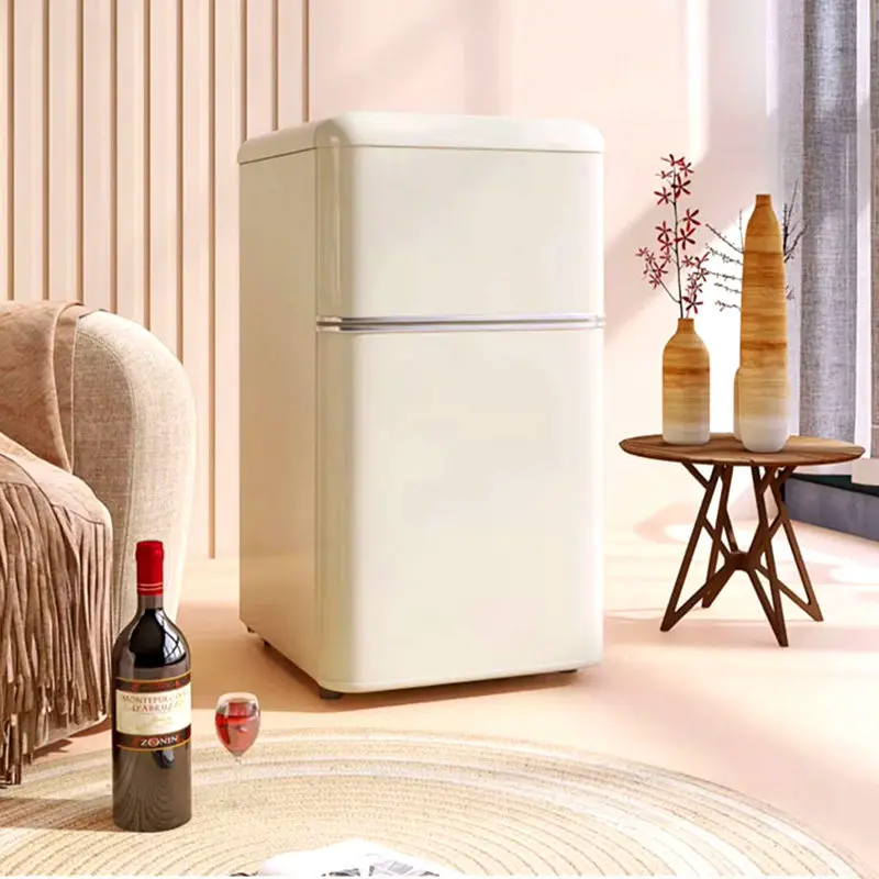 Vintage American home office apartment dormitory double door refrigerated frozen fresh small apartment white 81L