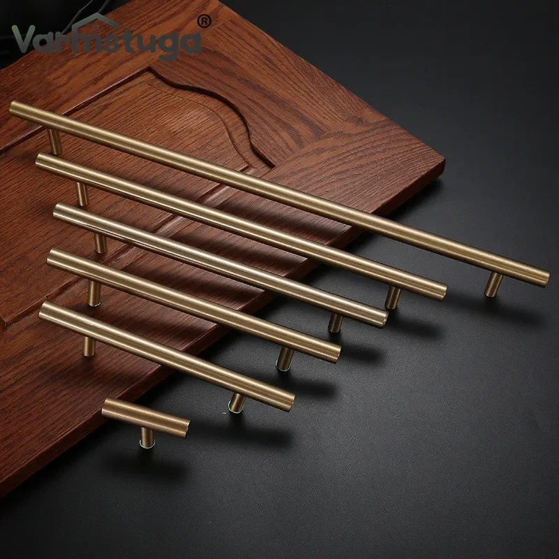 VARMSTUGA Brushed Brass Kitchen Cabinet Knobs and Handles Gold Copper Drawer Dresser Cupboard Wardrobe Door Pulls Handles Modern