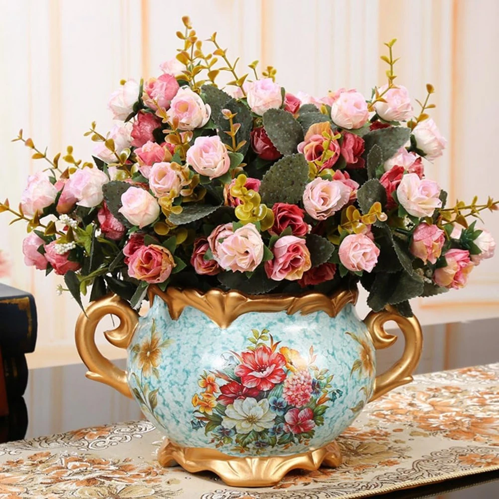 

1Pc 7 Forks Artificial Flower Silk Rose Festival Wreath Wedding Bouquet Home Room Table Arrangement Vase Window Sill Decora Gift