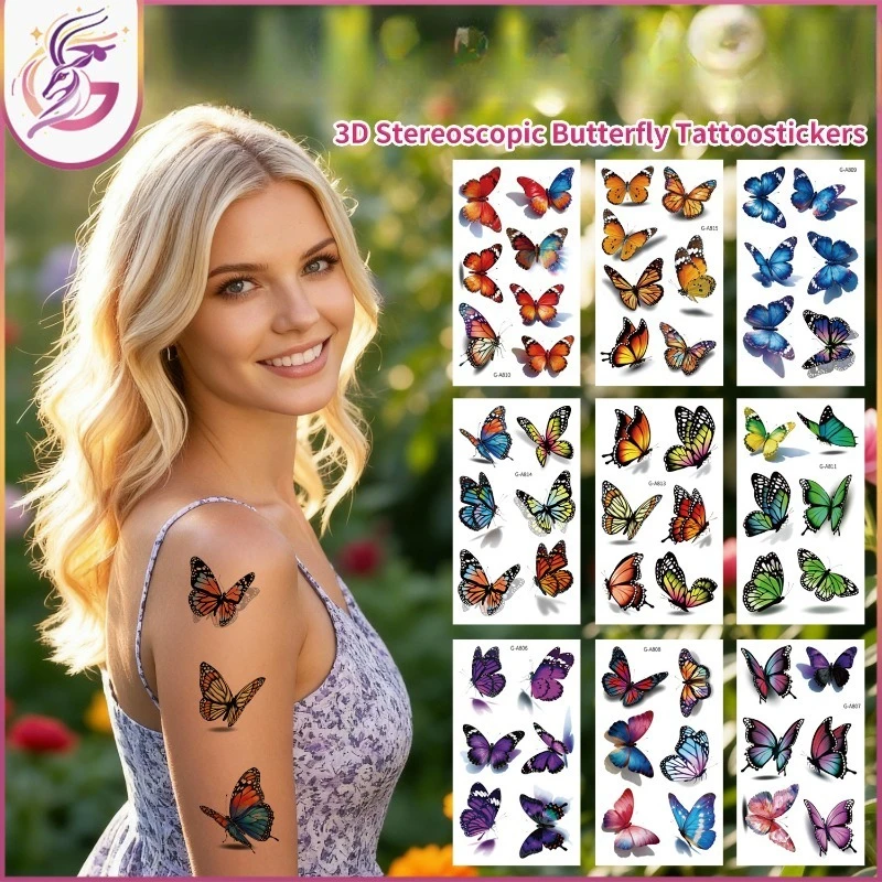 

3D Butterfly Face Body Stickers Realistic Flying Colorful Designs Waterproof Safe Non Toxic for Kids Girls Party Decoration Gift