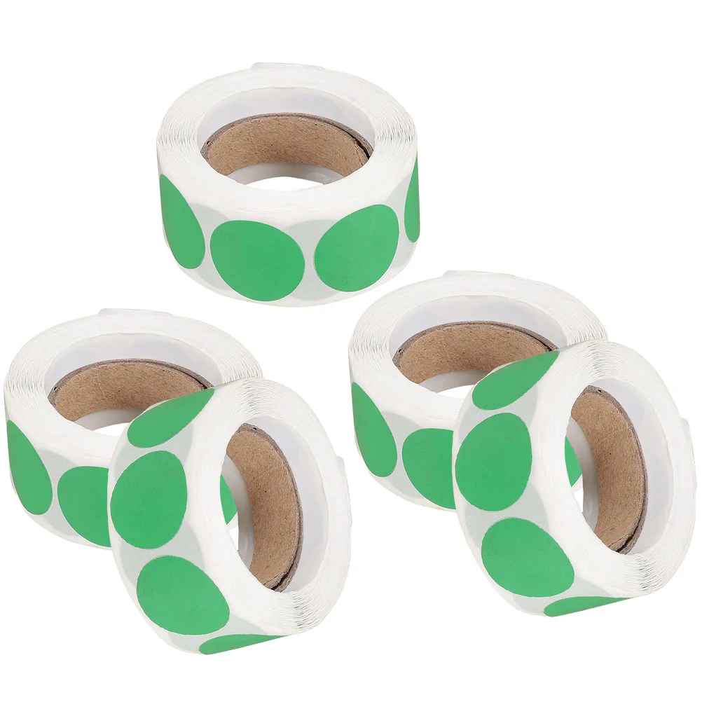 5 rollos de etiquetas adhesivas para niños pequeños, 25x25x01cm, redondas, verdes