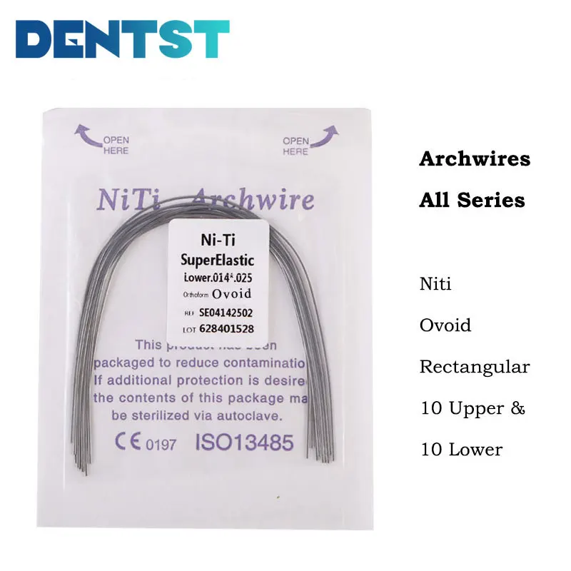 Dentst 20pcs/2bags Dental Orthodontic Niti Archwires Mounted Brackets Braces Ovoid Rectangular (10 Upper+10 Lower)