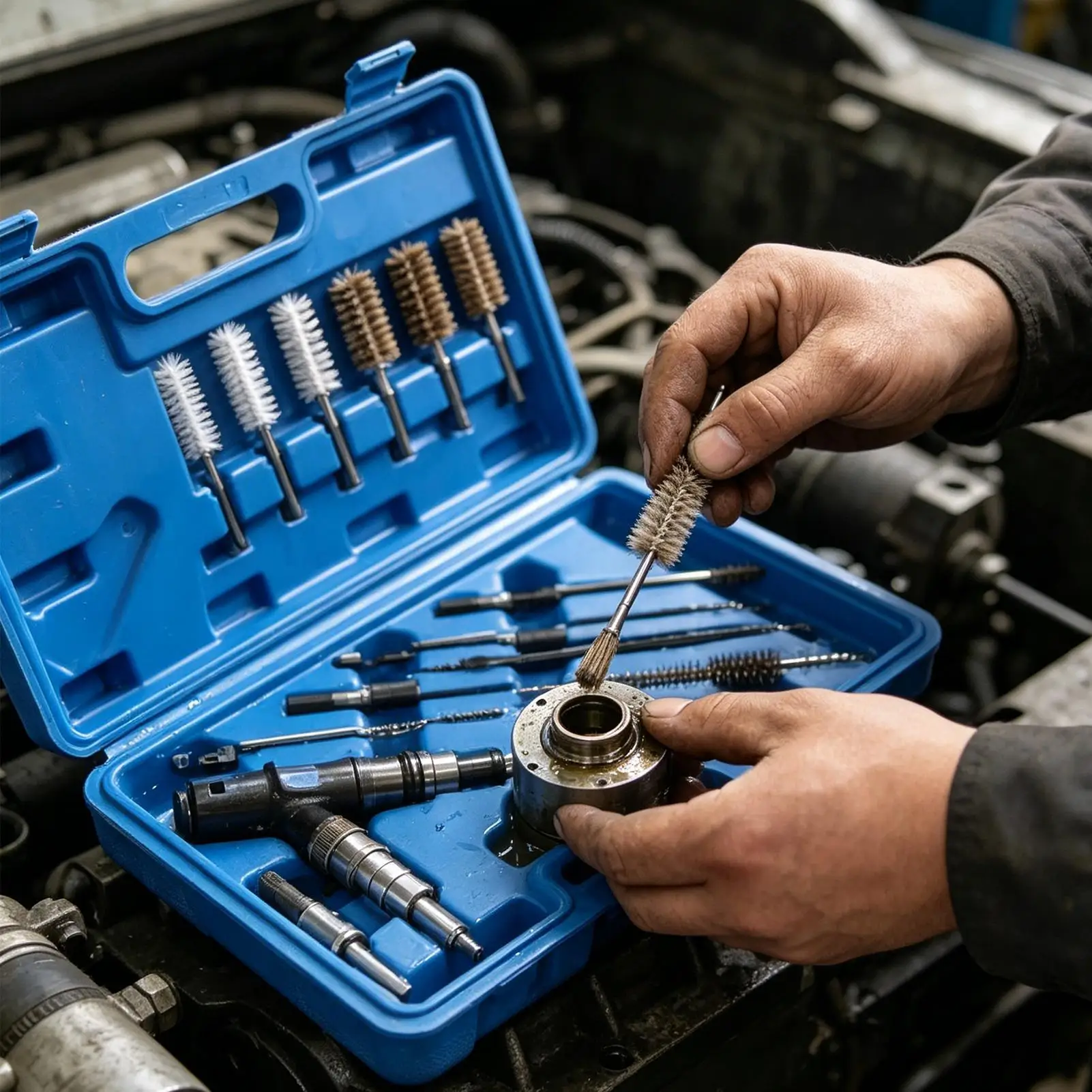 

Injector Cleaner Engine Maintenance Brush Set Injector Carbon Remover Tool for Automotive Technicians Sedan Truck Home Garage