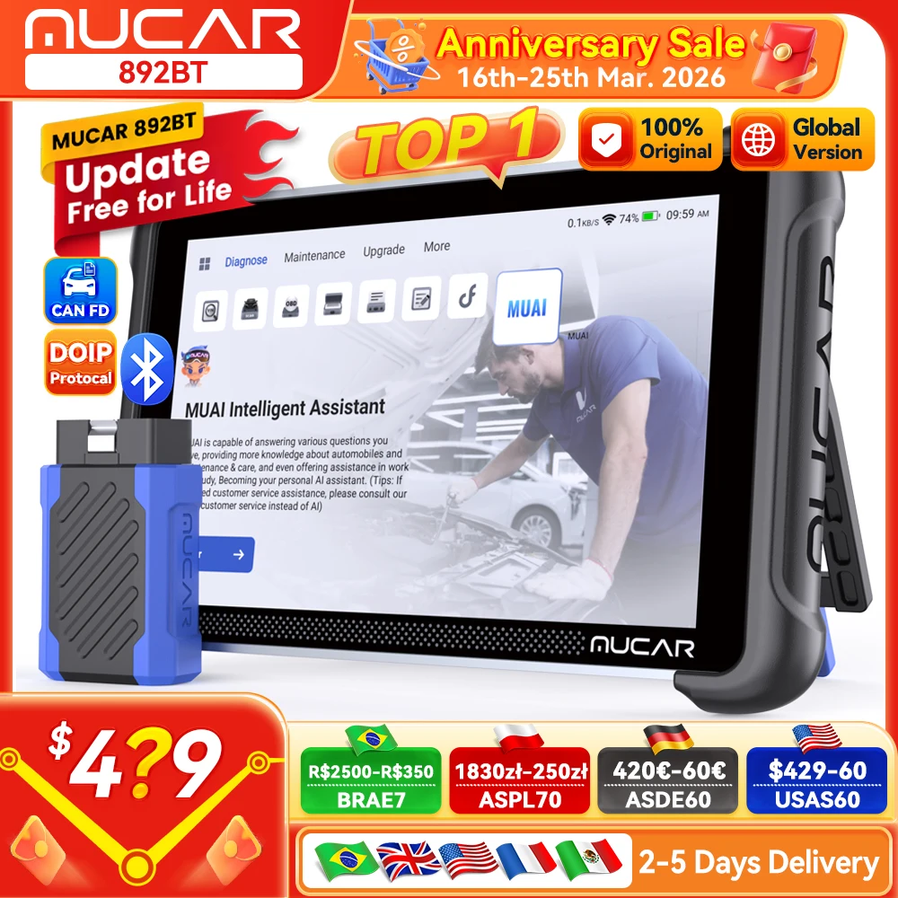 MUCAR Version Globale THINKCAR THINKSCAN 689BT Outil de Diagnostic OBD2 DOIP CANFD Codage ECU Bidirectionnel 35 Fonctions de Réinitialisation Mise à Jour Gratuite à Vie 7