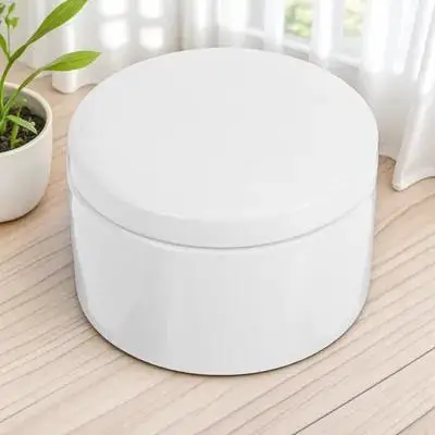 

White Ceramic Jewelry Box Round Smooth Finish Storage for Earrings Rings Pendants Necklace Organizer Bedside Desktop Decor Mini