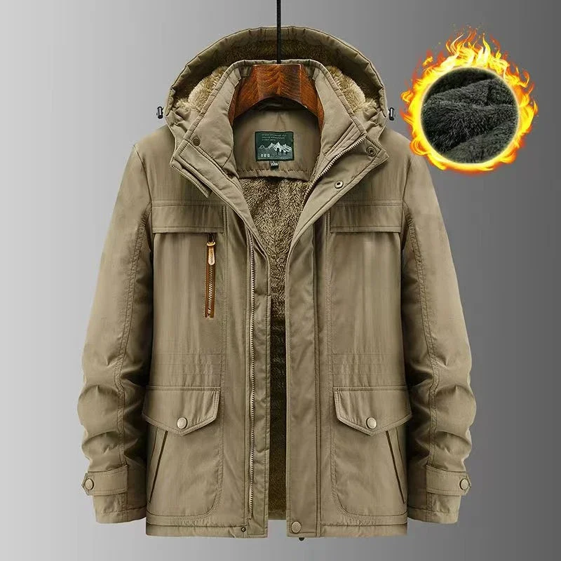 

Winter Lining Lamb Fleece Jacket Retro Men's Work Jacket Winter Outdoor Windproof and Wear Resistant Mountaineering Warm Coat