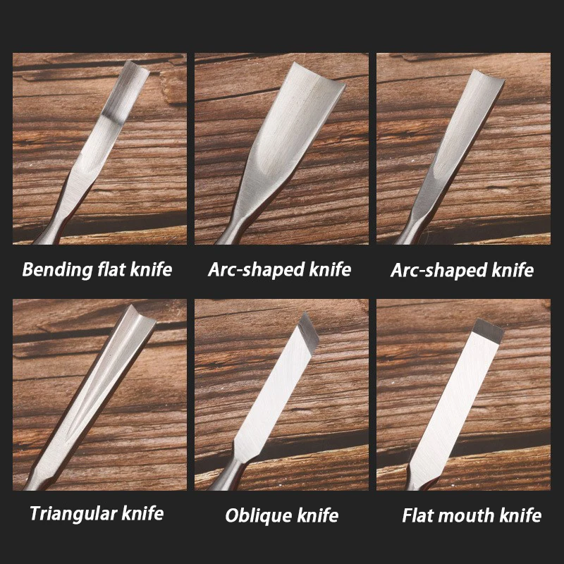 12 piezas de herramientas de tallado, juego de cuchillos de talla manual, juego de herramientas de tallado profesional, juego de cinceles con mango de madera