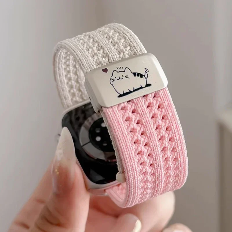 A pulseira de relógio com fecho magnético de malha The Kitten é compatível com Apple Watch 10a geração 9 8 7 6 5 4 Ultra/SE