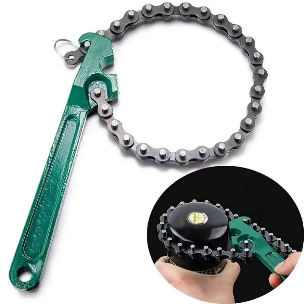 

Steel Construction Chain Filter Wrench Heavy Duty Ergonomic Handle Pipe Fittings Wrench Multifunction Tool Non Slip