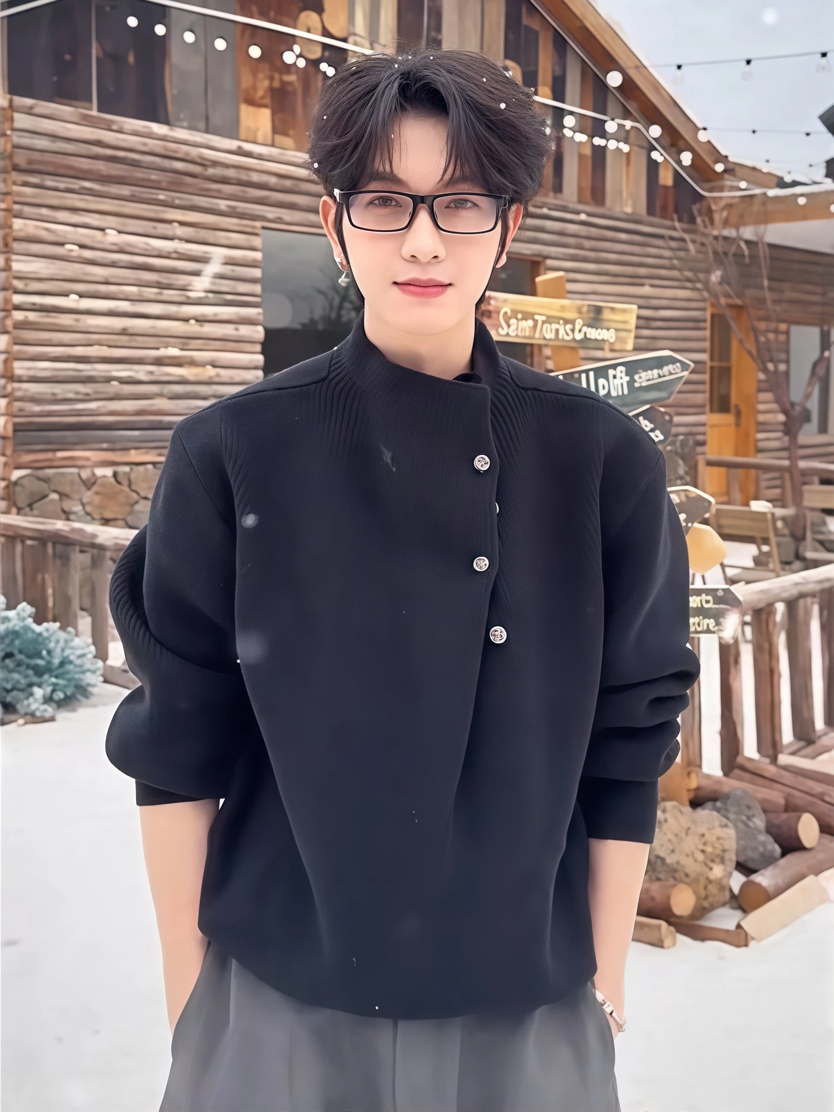 

Cleanfit Men's Knitted Sweater Asymmetrical Design Stand Collar Winter Faion Casual Loose Fit Long Sve Soft Comfortable