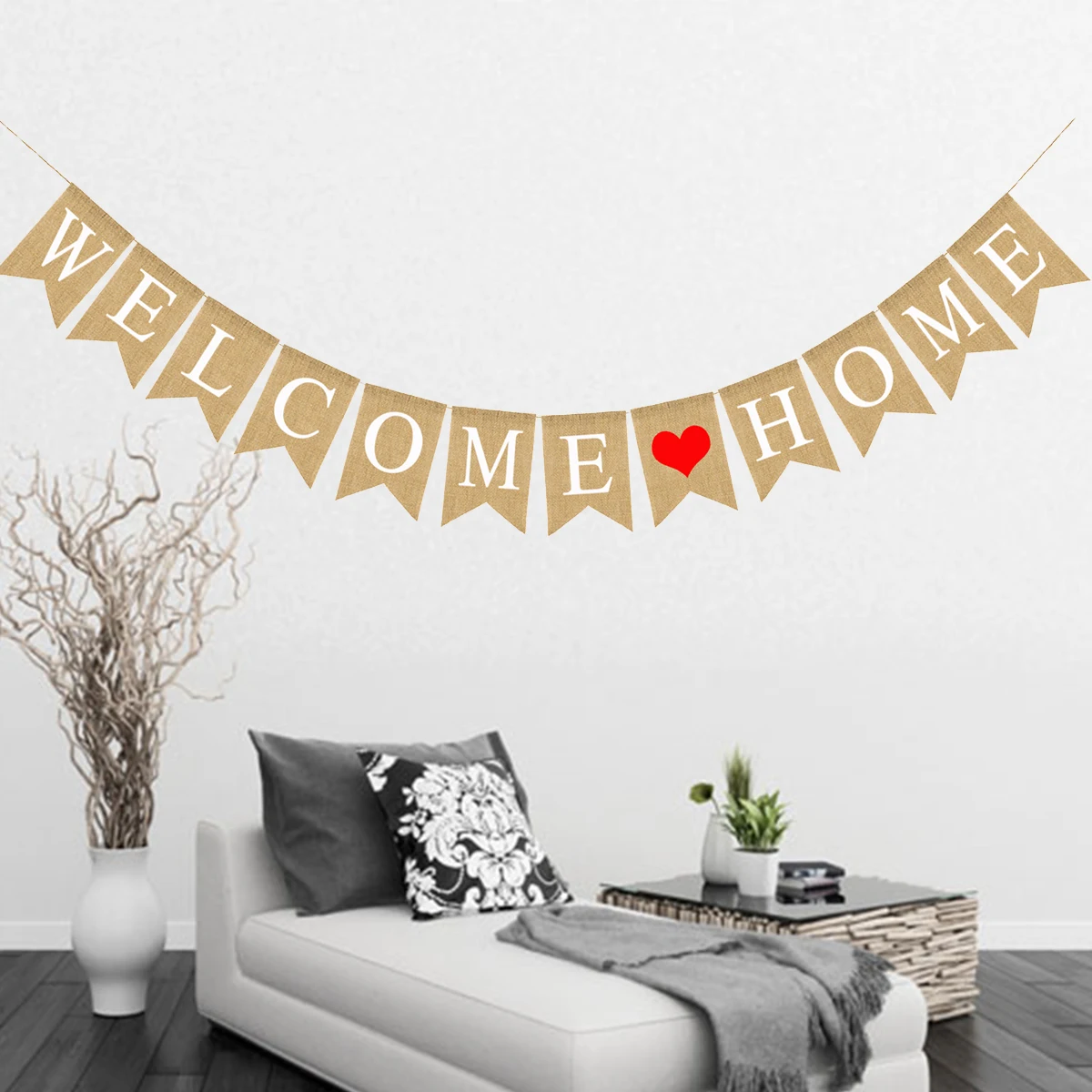 

Burlap Welcome Banner Home Decoration Family Party Garland Hanging Outdoor Indoor Decor Premium Linen Special Homecoming