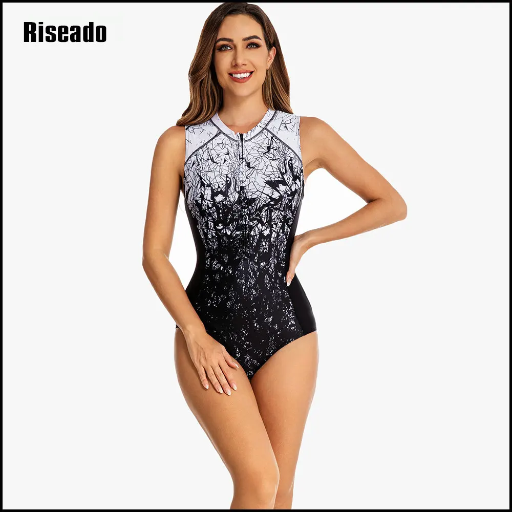 Sport Rashguard Swimwear Women Competitive One Piece Swimsuits 2024 Sleeveless Surf Bathing Suits Women (UPF 50+)