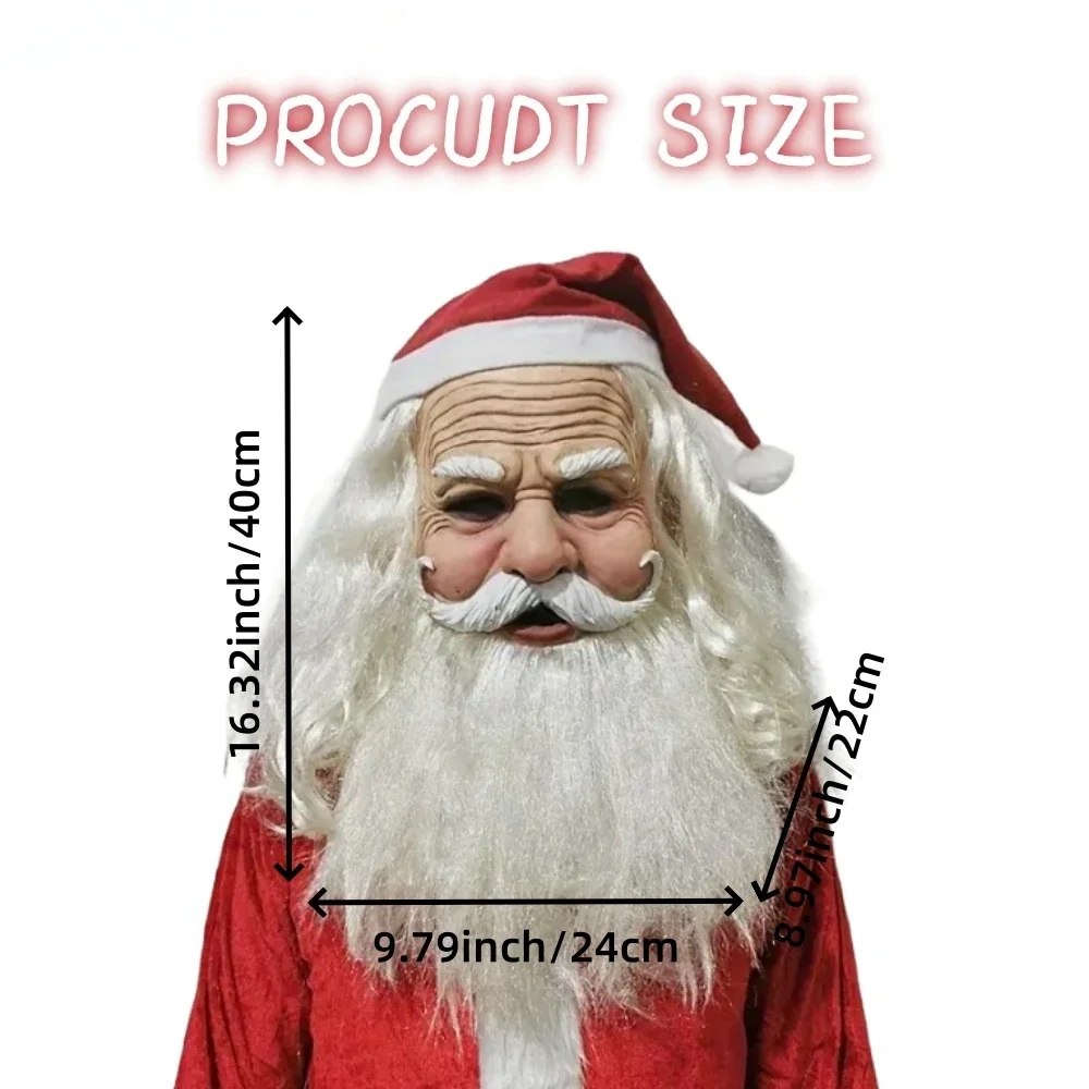 1pc Christmas Mask Santa Claus Cosplay Mask Adult Latex Christmas Suit Costume Christmas Holiday Party Costume Props