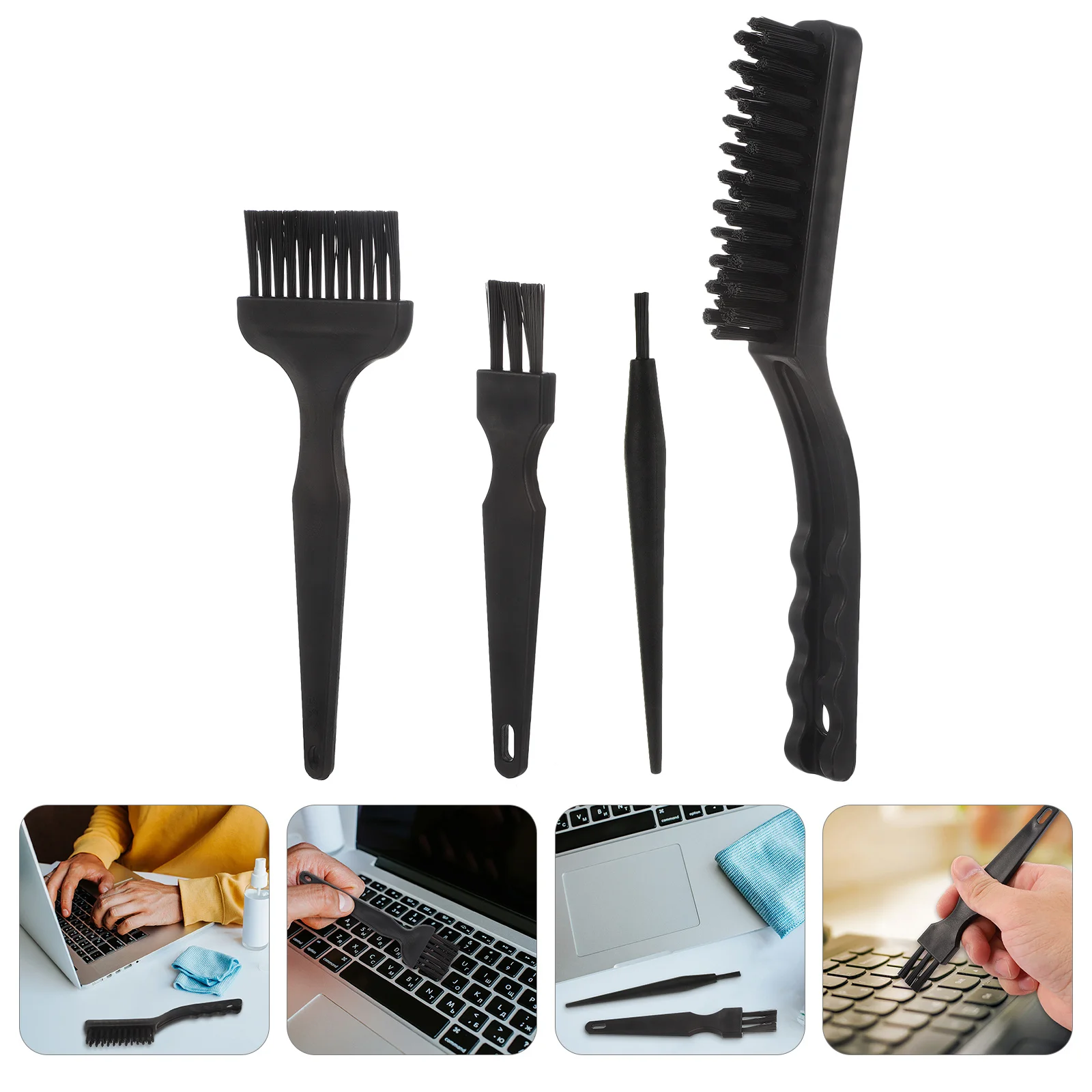 

4 Pcs Laptop Computer Portable Anti-Static Cleaning Brush Keyboard Mini Black Kit