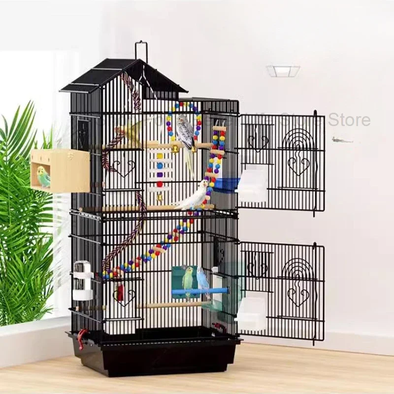 

Stainless Steel Bird Cage Pet Playground Parrot Canary Feeder Bird Cage Hamster Budgie Quail Domy I Siedliska Outdoor Garden Hut