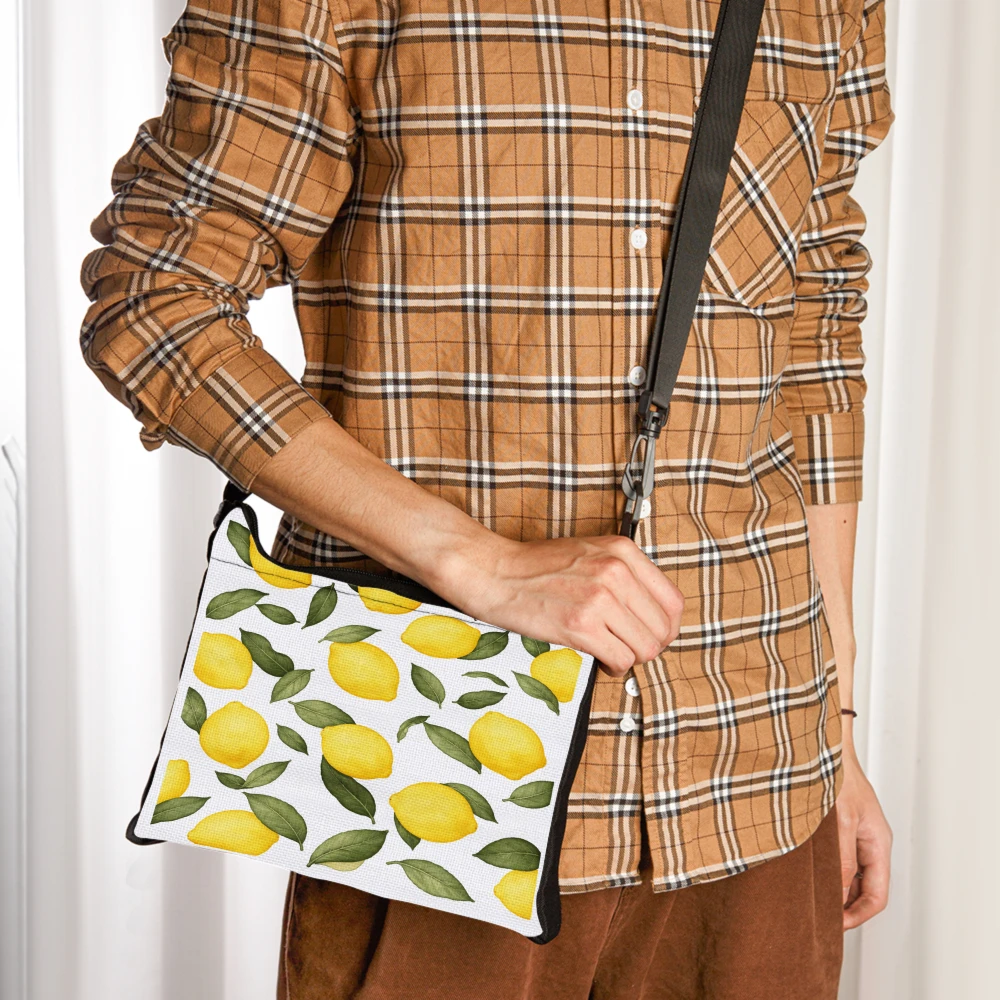 1pc Crossbody Bag Lemon And Leaf Pattern Print Shoulder Bag Ladies Travel Women Underarm bag Pouch Portable Storage