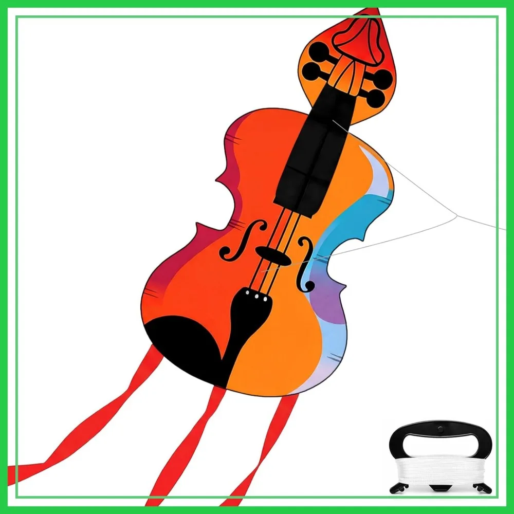 

Artistic Violin Kite Colorful Abstract Design, Easy to Fly Long Tail Outdoor Beach Park Kites, Perfect Photo Prop & Unique Gift