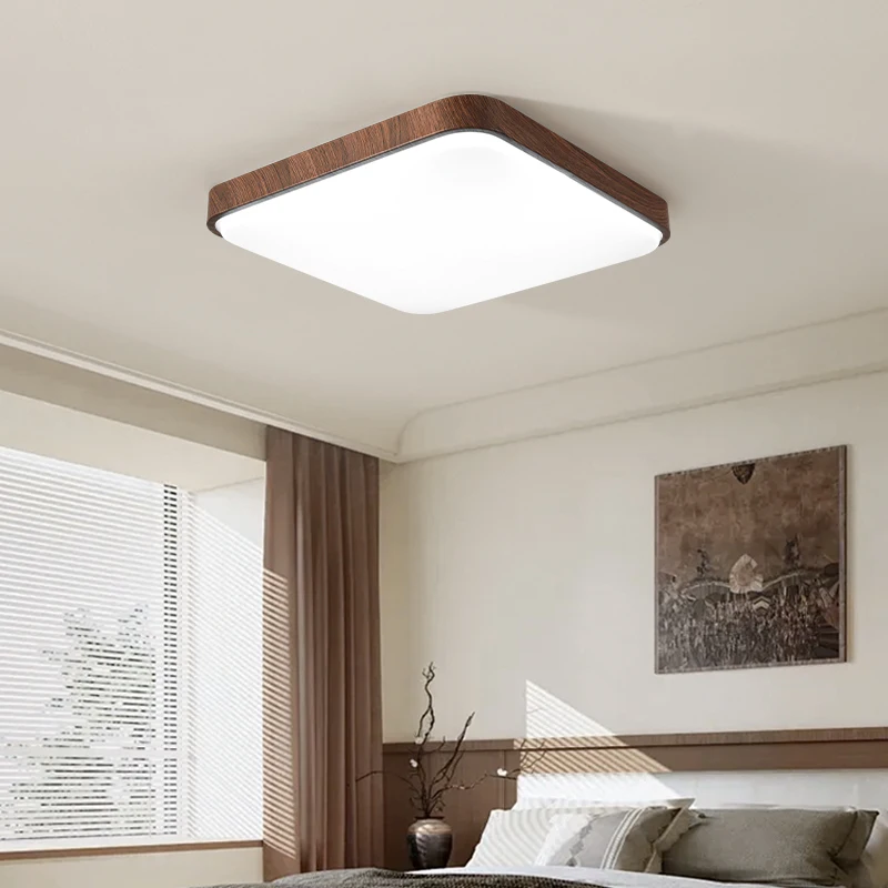 Minimalism Walnut LED Ceiling Light Bedroom Wooden Modern Style Lighting Living Room Balcony Indoor Home Interior Decor Lamp