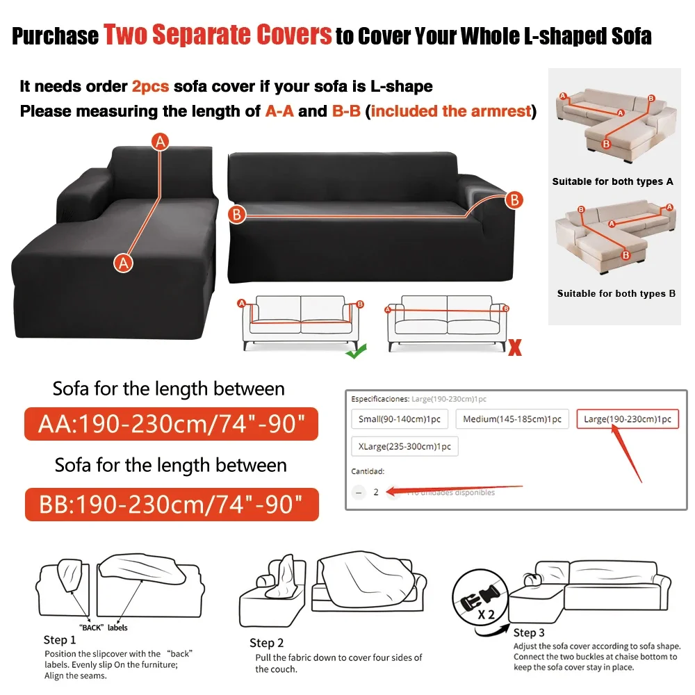 Copridivano ad angolo impermeabile copridivano in tessuto elastico sottile per soggiorno animali domestici divano a forma di L bisogno di ordinare 2