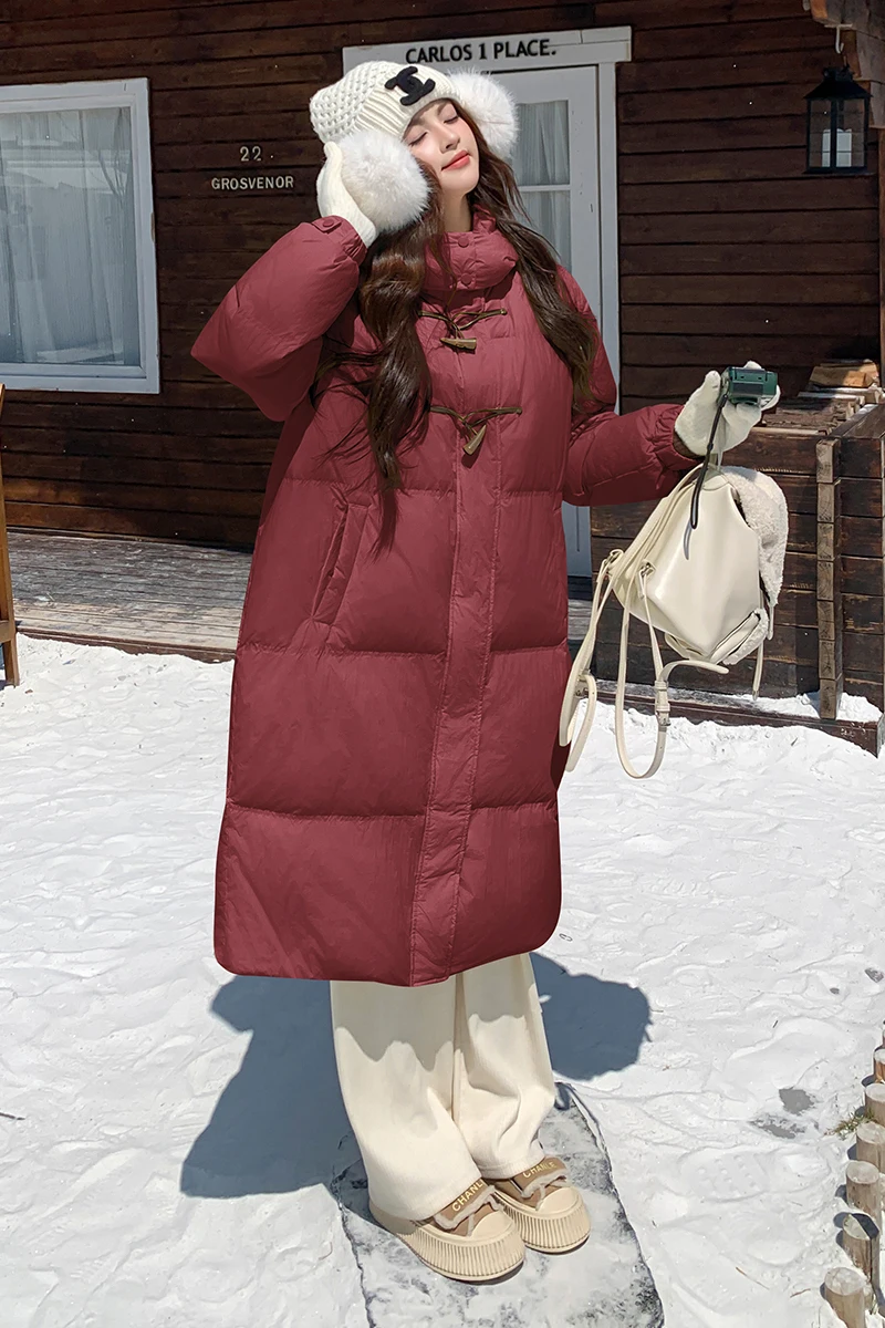 UMI MAO 90-Manteau d'hiver en duvet de canard blanc pour femme, veste chaude et optique, en corne de vache, à capuche longue