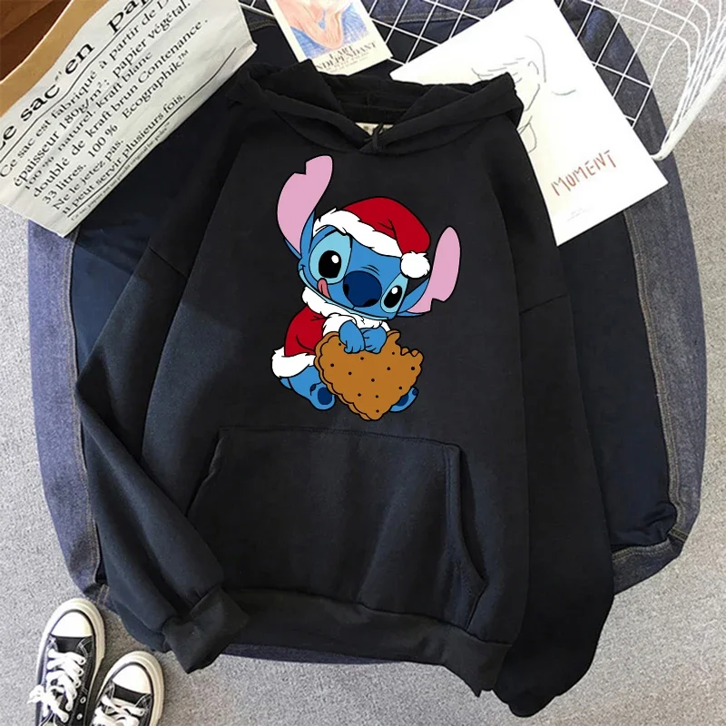 kawaii Grunge Funny Y2k Christmas Sweatshirt Lilo Stitch Disney Cartoon Hoodies Women Cute Stitch Anime Manga Hoody Female