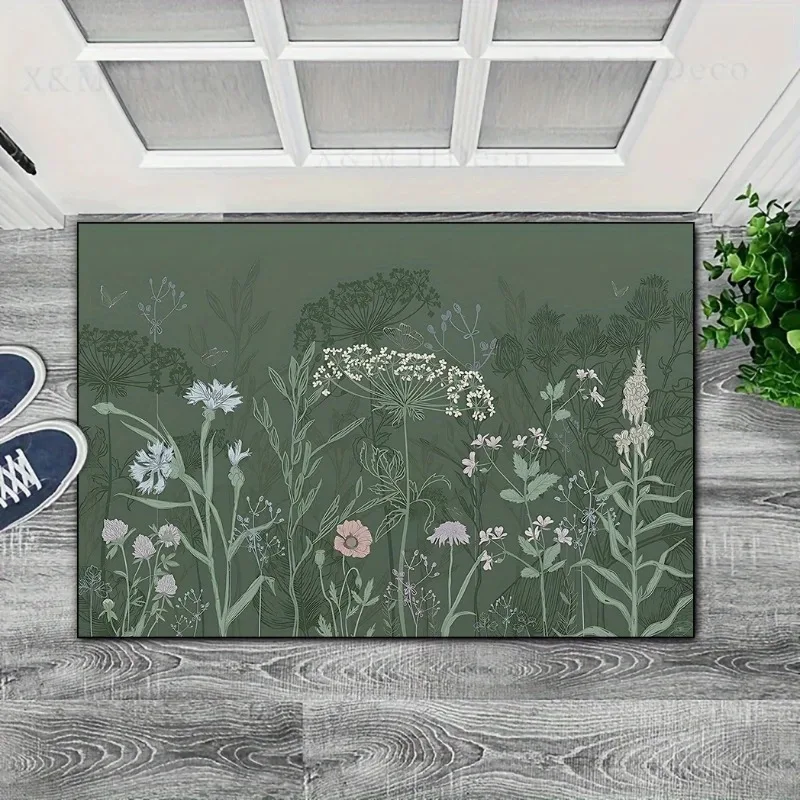النمط الصيني الأزهار ممسحة الأخضر الأزهار طلاء حبر مطبوعة في الهواء الطلق غرفة المعيشة غرفة نوم البساط ديكور المنزل السجاد