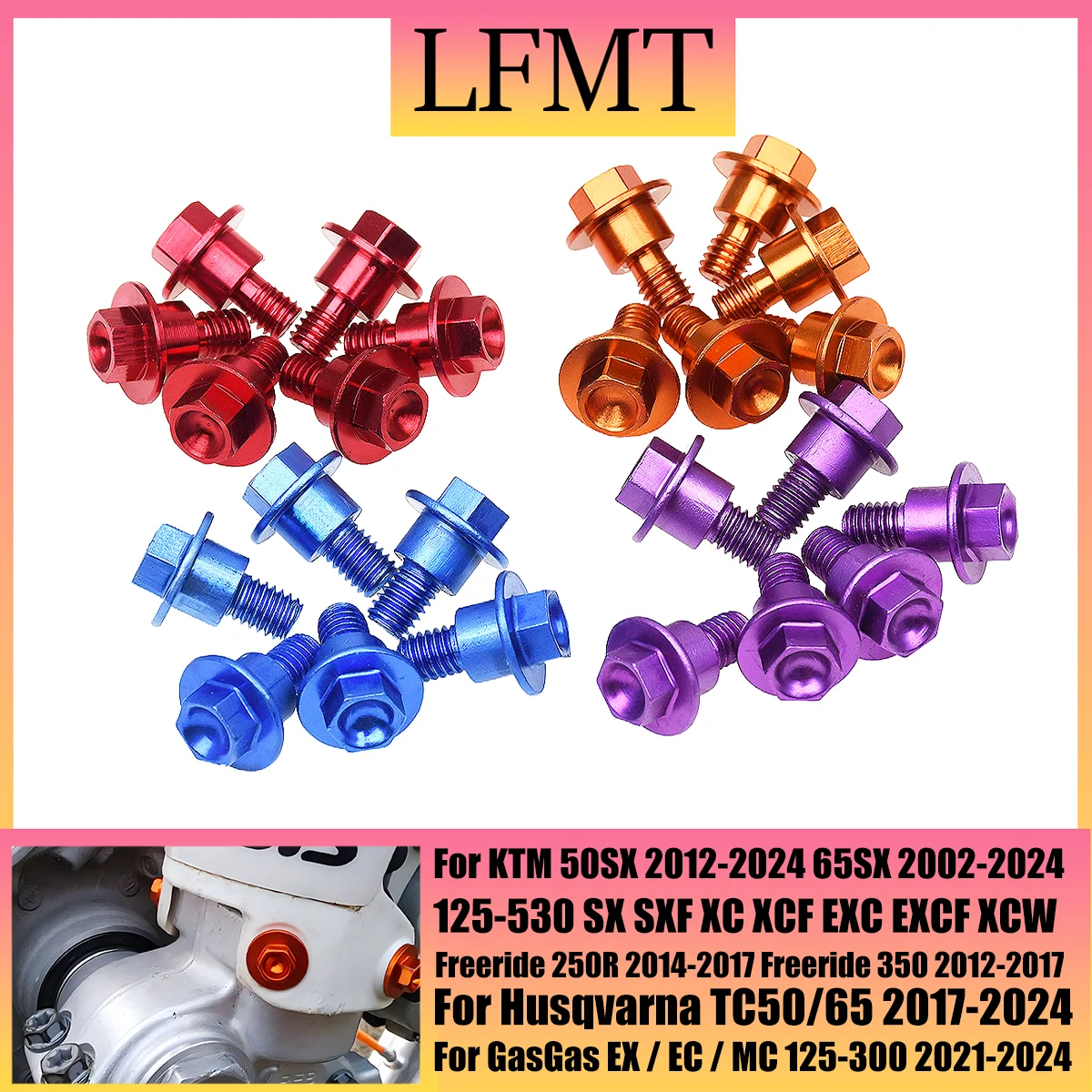 LFMT M6*12 Front Fork Guard Bolt Screw For KTM EXC EXCF SX SXF XC XCF XCW XCFW 125 150 250 300 350 400 450 500 530 2000-2023