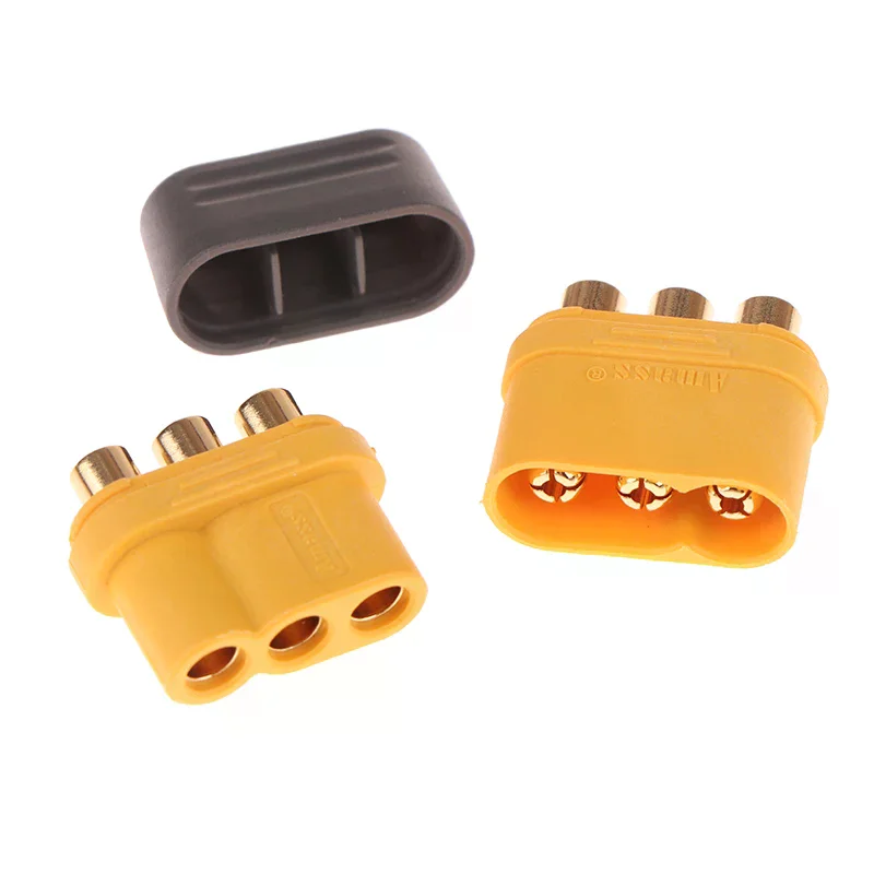 /Cna/Amass MR60 Plug 3.5mm 3 Core Connector T Plug Interface Connector Sheathed With Protector Cover For RC Model 1 Pair
