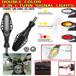 Motorcycle Turn Signals Lights Built Relay Flasher Motorcycle 16LED Flowing Water Blinker 12V 10mm Moto Indicator Turn Signal