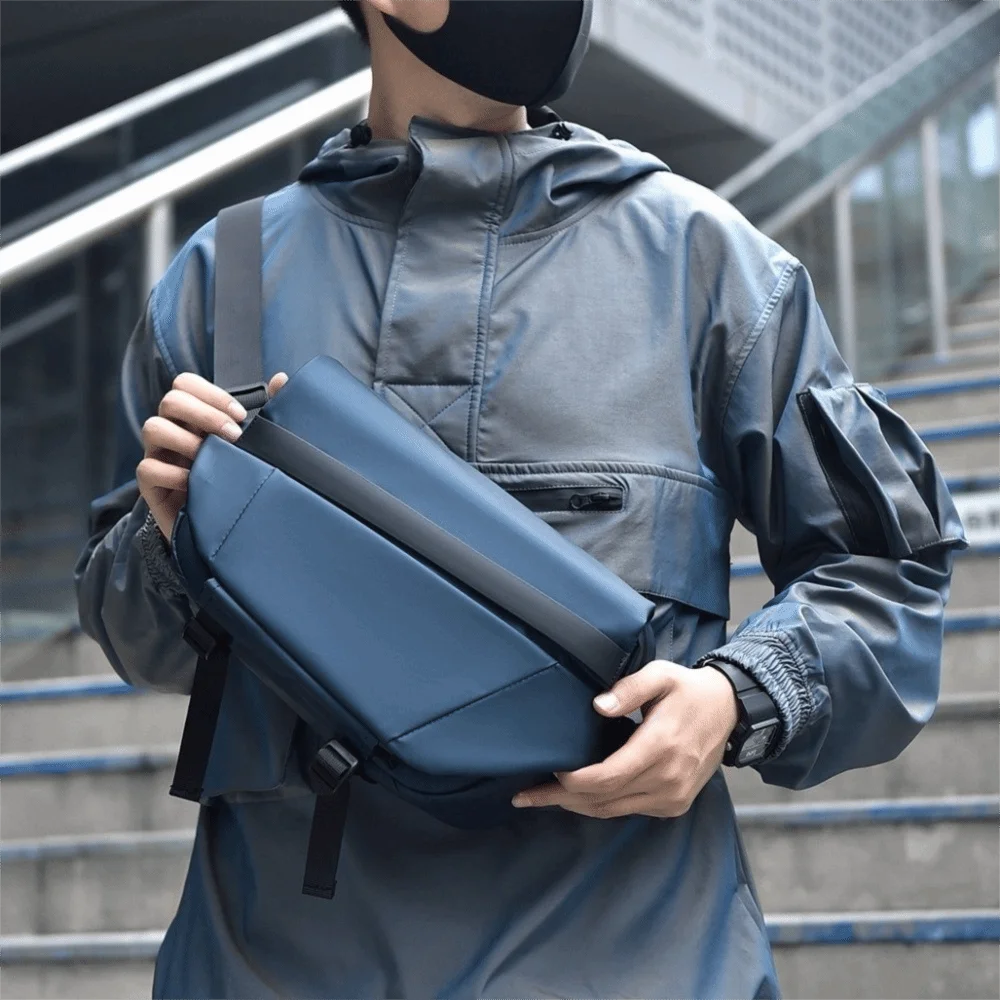 

Zipper Large Capacity Oxford Cloth Bag Waterproof Korean Shoulder Bag Daypack Storage Men Chest Bag Male