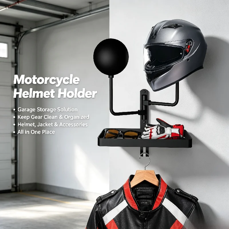 Wall Mount 180° Rotation Helmet Hanger for Motorcycle Bike Racing Outerwear Sports Gear Display Motorcycle Accessories