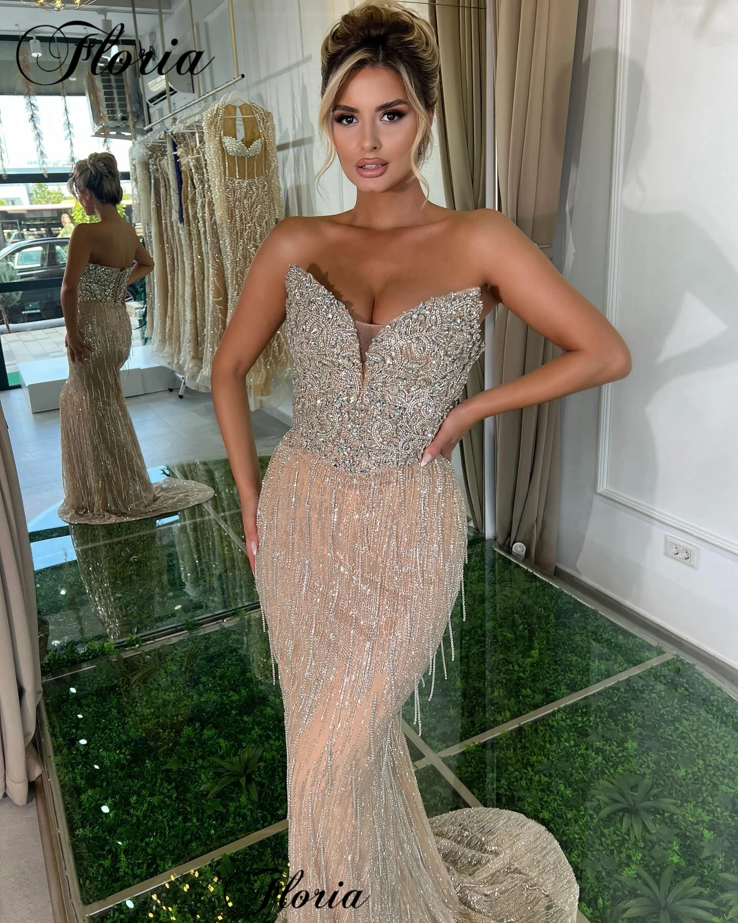 Vintage Champagne Cocktail Dresses Mermaid Sweetheart Crystals Prom Party Dress For Women Vestidos De Cóctel Wedding Guest Gowns