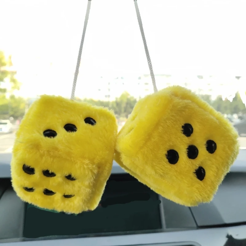 4/6/7/7.5cm Fuzzy Multicolor Plush Dices Car Hanging Pendant New Year Dice Velvet Dice Model Decoration Rearview Mirrors Styling