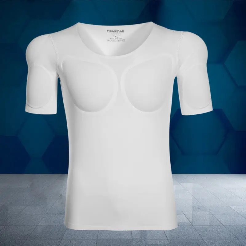 Männer Body Shaper Gefälschte Muskel Enhancer ABS Unsichtbare Pads Top Cosplay Brust Shirts Weichen Schutz Fitness Muskel Unterhemd
