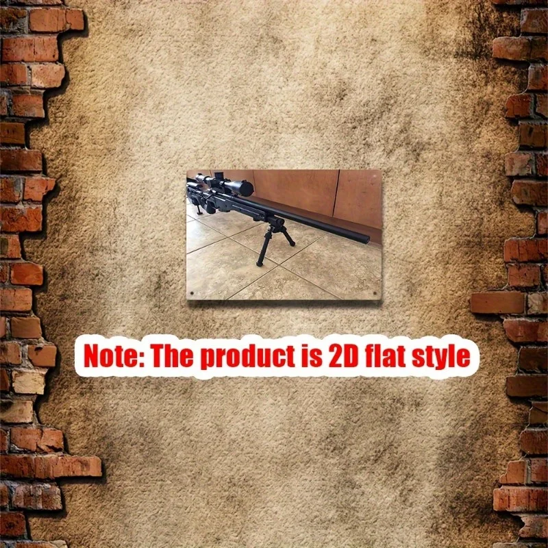 لوحة فنية جدارية معدنية لبندقية القنص - 7.87 بوصة × 11.81 بوصة علامة حديدية متينة للمنزل والمقهى وديكور البار وهدية على الطراز العتيق"
