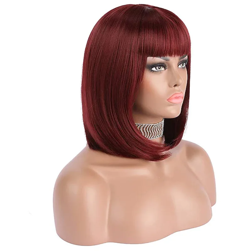 

European and American Style Bob Wig for Women, Multi-Color Wig with Bangs, Short Hair Wig, Full Head Wig
