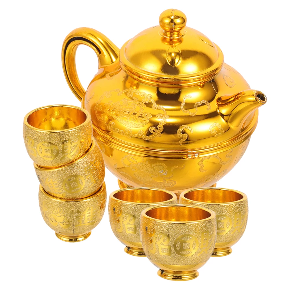 

1 Set Cups Teapot Holy Water Set Tibetan Buddhist Worship Accessories Exquisite Retro Auspicious Adornment Durable Worship