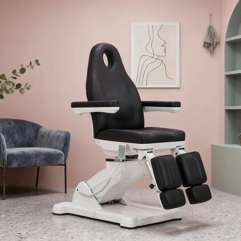 

Modern Design Electric Spa Chair 4 Motors Full Body Facial Massage Table Bed Adjustable Rotating Podiatry Chair Stainless Steel