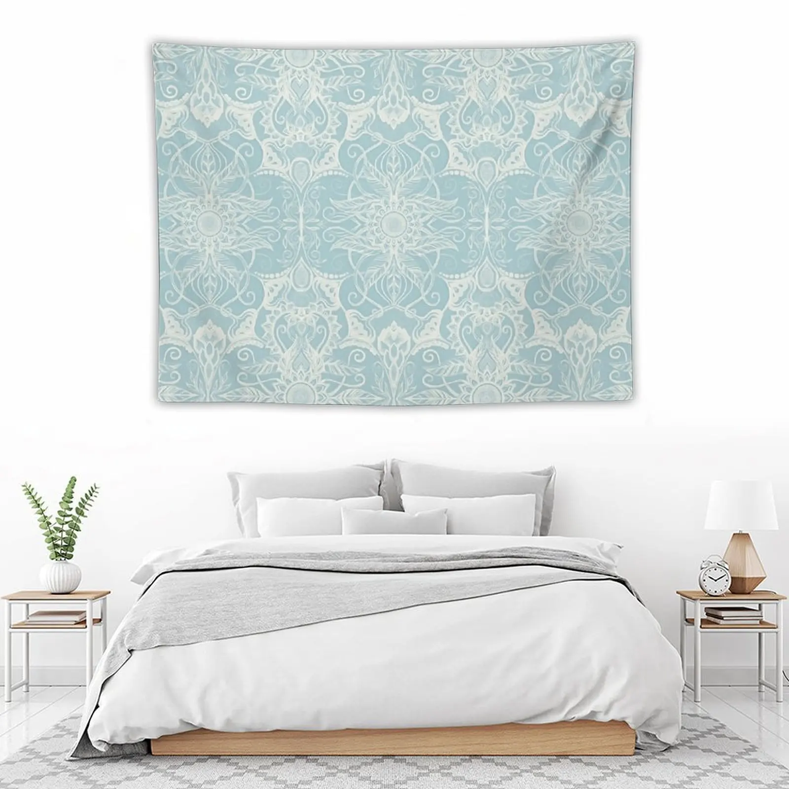 

Floral Pattern in Duck Egg Blue & Cream Tapestry Decorations For Room Room Decorator Outdoor Decor Tapete For The Wall Tapestry