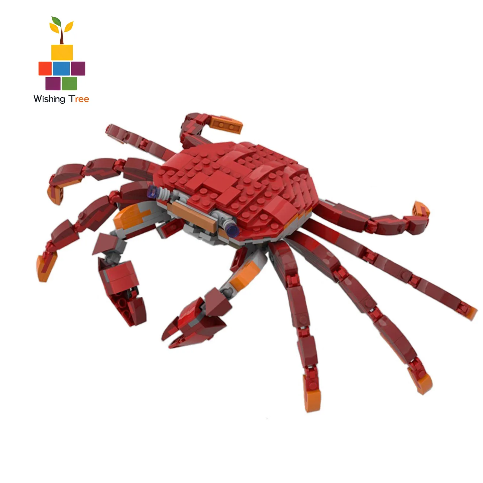 

Креативные маленькие строительные блоки MOC, модель краба животного, подвижные суставы, краб из красного камня, сделай сам, развивающая игрушка