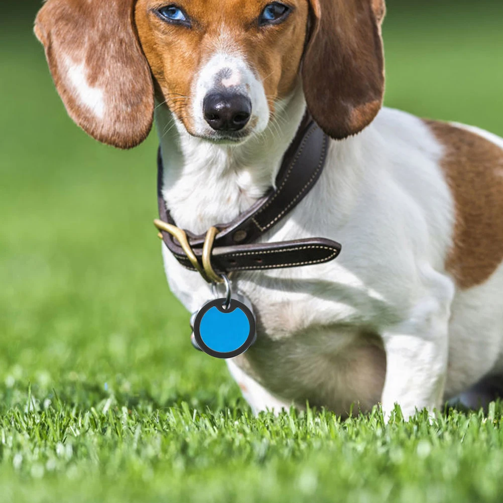 

8 Pcs Dog Tag Protective Cover Collar￼ Tags Chain Blank Black Clip for Name Round