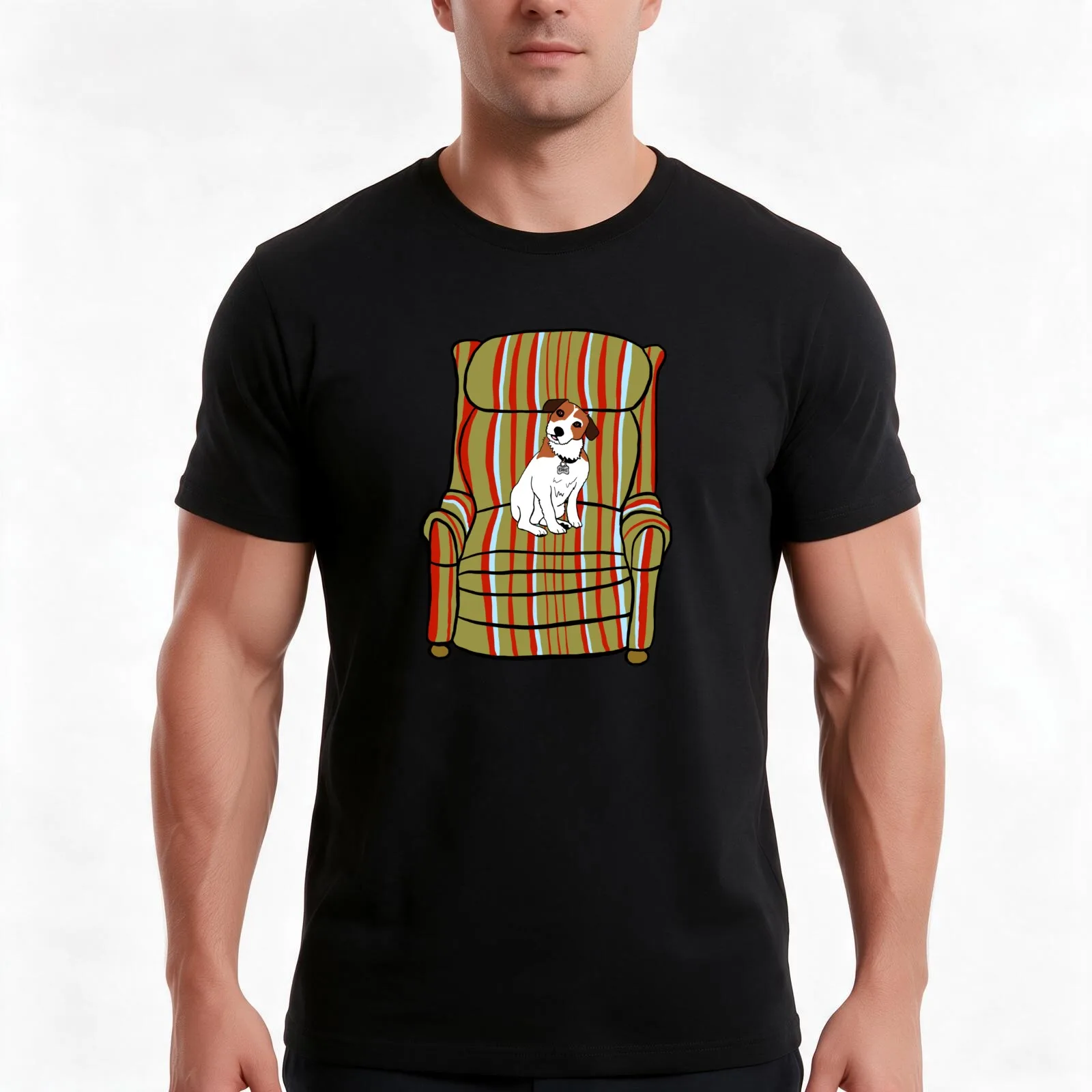 Eddie in the Chair T-Shirt, Summer Casual Cotton Tee, Oversized Streetwear Tops, Vintage Graphic Print, Loose Fit Short Sleeve