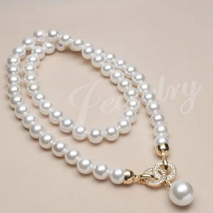 

2024 Shell pearl necklace female minority micro-inlaid zircon clavicle chain