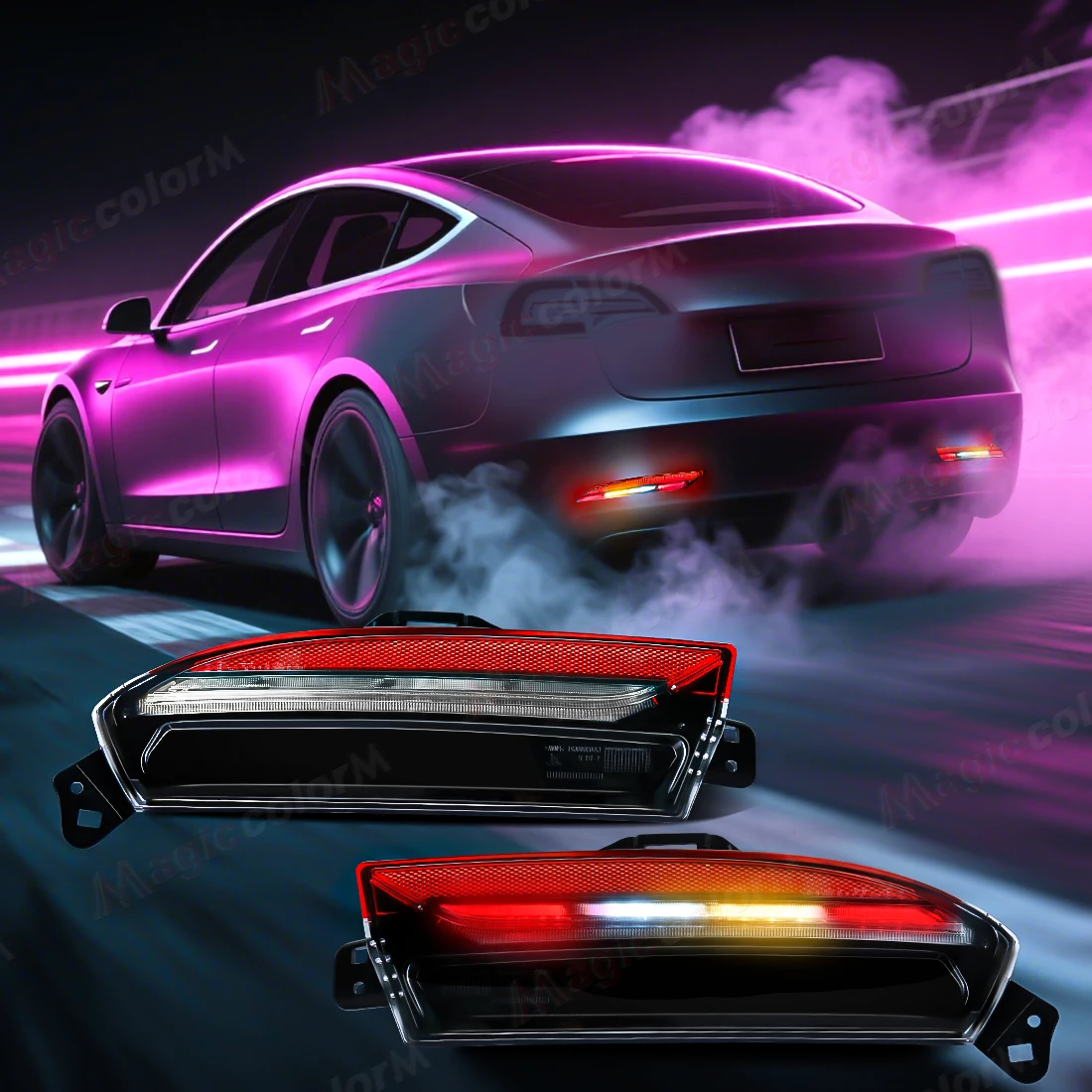 

LED Brake Taillamp For Tesla Model 3 2023 2024 Highland Rear Bumper Light Driving Light Reflective Strip Warning Lamp 171251300D