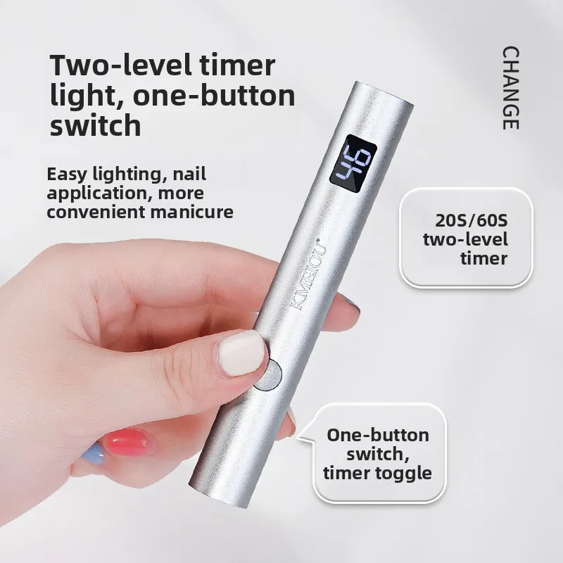 Handheld Metal Spotlight Phototherapy Lamp with Bracket Nail Art Mini Baking Light Portable Power Storage for Beauty Care